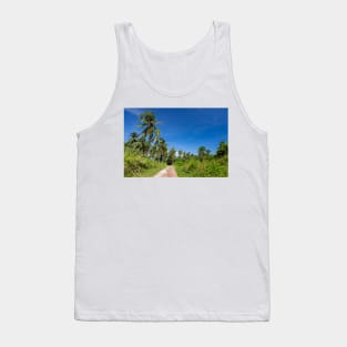 Road with palm trees and clear blue sky Tank Top